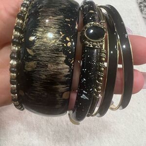 Mint Black and Gold Bangle Set